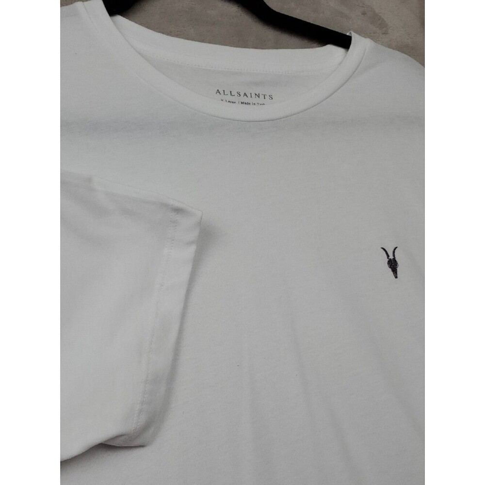 AllSaints Brace SS Crew Men Large Slim Fit White Crew Neck Short Sleeve Tee